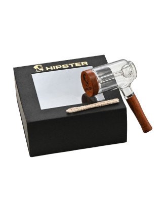 6 inch Wood and glass bubbler with glass tube